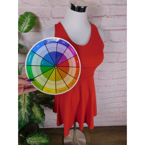 SALE Cross-Back Skater Dress Red Sleeveless  Junior S - Picture 8 of 9